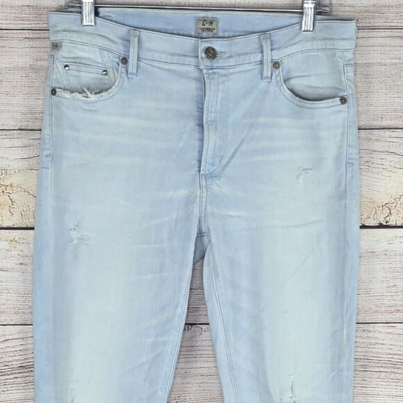 Citizens of Humanity Rocket High Rise Skinny Lightwash Distressed Denim Jeans - Picture 3 of 9